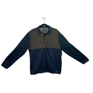 GH Bass Mens XL Fleece Pullover Snap Neck Windbreak Shoulders Sweater Blue